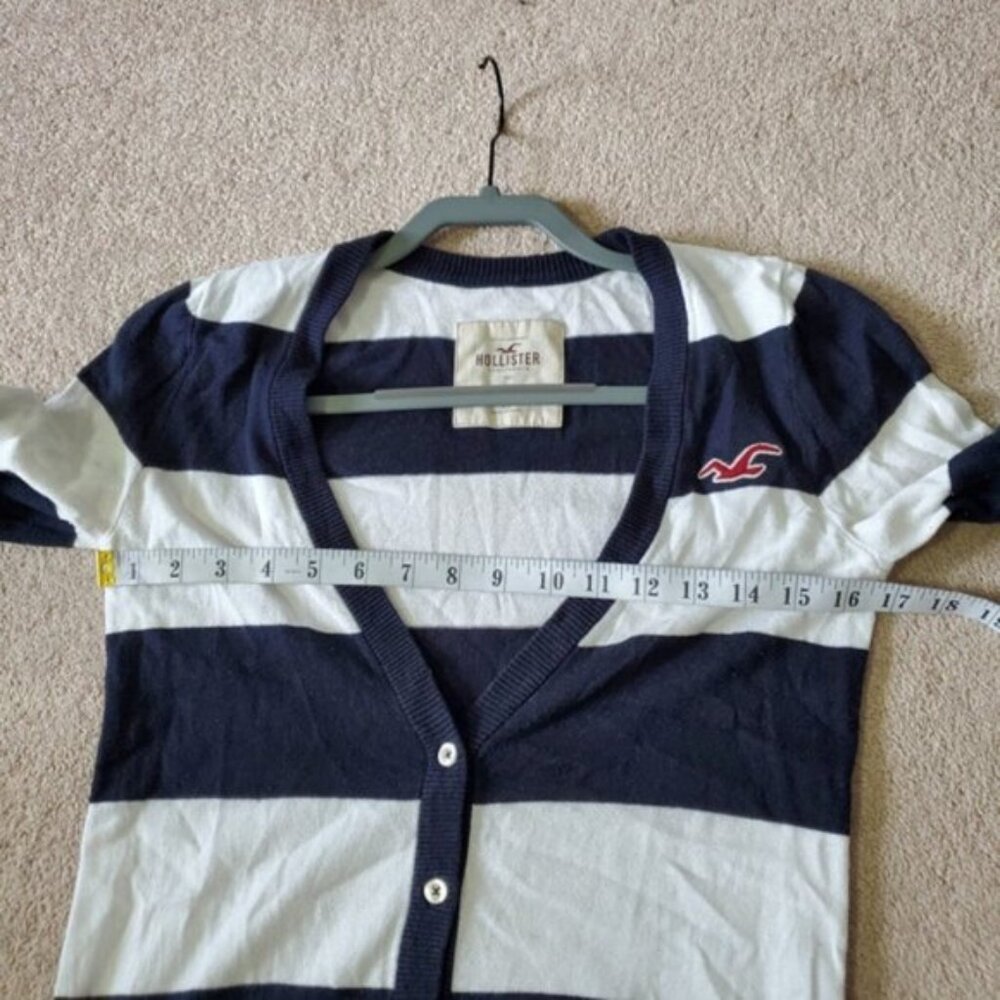 Hollister 2000s Y2K Preppy Academia Striped V-Neck Cardigan M - Picture 6 of 9